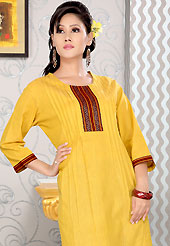 You can be sure that ethnic fashions selections of clothing are taken from the latest trend in today’s fashion. This simple and pretty kurti has beautiful patch work. This drape material is cotton. The entire ensemble makes an excellent wear. This is a perfect casual wear readymade kurti. Slight Color variations are possible due to differing screen and photograph resolutions.