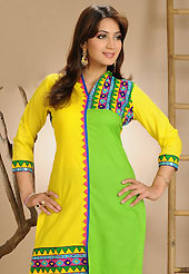 Elegance and innovation of designs crafted for you. This simple and pretty kurti has beautiful floral embroidery work is done with resham threads. This drape material is cotton. The entire ensemble makes an excellent wear. This is a perfect casual wear readymade kurti. Bottom shown in the image is just for photography purpose. Slight Color variations are possible due to differing screen and photograph resolutions.
