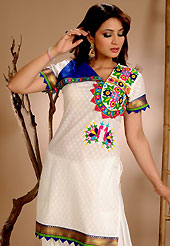 The most beautiful refinements for style and tradition. This simple and pretty kurti has beautiful floral embroidery work is done with resham threads. This drape material is cotton. The entire ensemble makes an excellent wear. This is a perfect casual wear readymade kurti. Bottom shown in the image is just for photography purpose. Slight Color variations are possible due to differing screen and photograph resolutions.