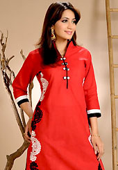 A desire that evokes a sense of belonging with a striking details. This simple and pretty kurti has beautiful floral embroidery work is done with resham threads. This drape material is cotton. The entire ensemble makes an excellent wear. This is a perfect casual wear readymade kurti. Bottom shown in the image is just for photography purpose. Slight Color variations are possible due to differing screen and photograph resolutions.
