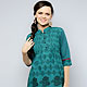 Turquoise Green Cotton Readymade Indo Western Tunic