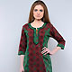 Red and Green Cotton Readymade Indo Western Tunic