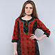 Red and Black Cotton Readymade Indo Western Tunic