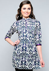 This tunic is nicely designed with abstract, paisley print and patch work. This is perfect casual wear readymade tunics. This drape material is cotton. Bottom shown in the image is just for photography purpose. Slight color variations are possible due to differing screen and photograph resolution.
