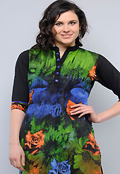 This tunic is nicely designed with flower, abstract print and patch work. This is perfect casual wear readymade tunics. This drape material is cotton. Bottom shown in the image is just for photography purpose. Slight color variations are possible due to differing screen and photograph resolution.