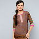 Brown Cotton Readymade Indo Western Tunic
