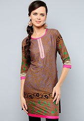 This tunic is nicely designed with abstract, floral print and patch work. This is perfect casual wear readymade tunics. This drape material is cotton. Bottom shown in the image is just for photography purpose. Slight color variations are possible due to differing screen and photograph resolution.