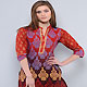 Red and Shaded Dark Brown Cotton Readymade Indo Western Tunic