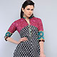 Black and Dark Red Cotton Readymade Indo Western Tunic