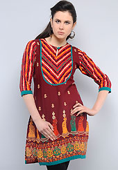 This tunic is nicely designed with traditional art print and patch work. This is perfect casual wear readymade tunics. This drape material is cotton. Bottom shown in the image is just for photography purpose. Slight color variations are possible due to differing screen and photograph resolution.