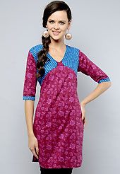 This tunic is nicely designed with floral, big dots print and patch work. This is perfect casual wear readymade tunics. This drape material is cotton. Bottom shown in the image is just for photography purpose. Slight color variations are possible due to differing screen and photograph resolution.