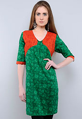 This tunic is nicely designed with floral, abstract print and patch work. This is perfect casual wear readymade tunics. This drape material is cotton. Bottom shown in the image is just for photography purpose. Slight color variations are possible due to differing screen and photograph resolution.