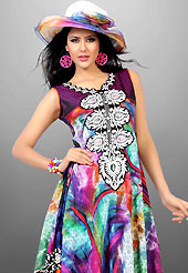 Printed kurti are the best choice for a girl to enhance her feminine look. This beautiful designer multicolor georgette readymade tunic have amazing abstract, floral print and embroidery patch work is done with resham work. The entire ensemble makes an excellent wear. This is a perfect patry wear readymade kurti. Accessories shown in the image is just for photography purpose. Slight Color variations are possible due to differing screen and photograph resolutions.