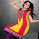 Yellow and Deep Pink Georgette Readymade Tunic