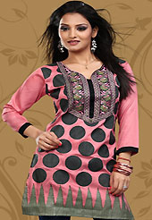 This simple and pretty kurti has beautiful geometric print and embroidery patch work is done with resham work. This drape material is crepe silk. The entire ensemble makes an excellent wear. This is a perfect casual wear readymade kurti. Bottom shown in the image is just for photography purpose. Minimum quantity order 12pcs in each style. Slight Color variations are possible due to differing screen and photograph resolutions.