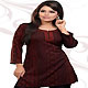 Maroon and Black American Crepe Readymade Tunic