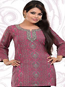 This pink american crepe readymade tunic is nicely designed with floral print work. This is a perfect casual wear readymade kurti. Bottom shown in the image is just for photography purpose. Minimum quantity order 12pcs in each style. Slight Color variations are possible due to differing screen and photograph resolutions.