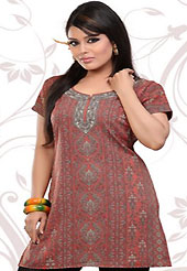 This light red american crepe readymade tunic is nicely designed with floral print work. This is a perfect casual wear readymade kurti. Bottom shown in the image is just for photography purpose. Minimum quantity order 12pcs in each style. Slight Color variations are possible due to differing screen and photograph resolutions.