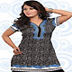 Black, Off White and Blue American Crepe Readymade Tunic
