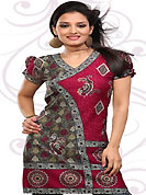 This dark pink and grey american crepe readymade tunic is nicely designed with floral, paisley and abstract print work. This is a perfect casual wear readymade kurti. Bottom shown in the image is just for photography purpose. Minimum quantity order 12pcs in each style. Slight Color variations are possible due to differing screen and photograph resolutions.