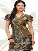 This dark mustard and grey american crepe readymade tunic is nicely designed with floral, paisley and abstract print work. This is a perfect casual wear readymade kurti. Bottom shown in the image is just for photography purpose. Minimum quantity order 12pcs in each style. Slight Color variations are possible due to differing screen and photograph resolutions.