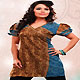 Light Brown and Blue American Crepe Readymade Tunic