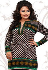 This dusty light brown french jacquard readymade tunic is nicely designed with floral, geometric print and patch work. This is a perfect casual wear readymade kurti. Bottom shown in the image is just for photography purpose. Minimum quantity order 12pcs in each style. Slight Color variations are possible due to differing screen and photograph resolutions.