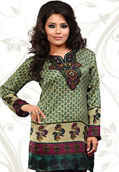 This light pastel green french jacquard readymade tunic is nicely designed with floral and abstract print work. This is a perfect casual wear readymade kurti. Bottom shown in the image is just for photography purpose. Minimum quantity order 12pcs in each style. Slight Color variations are possible due to differing screen and photograph resolutions.