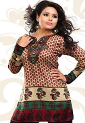 This light fawn french jacquard readymade tunic is nicely designed with floral and abstract print work. This is a perfect casual wear readymade kurti. Bottom shown in the image is just for photography purpose. Minimum quantity order 12pcs in each style. Slight Color variations are possible due to differing screen and photograph resolutions.