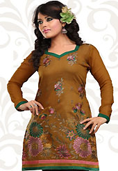 This simple and pretty kurti has beautiful embroidery patch work is done with resham work. This drape material is kora silk. The entire ensemble makes an excellent wear. This is a perfect casual wear readymade kurti. Bottom shown in the image is just for photography purpose. Minimum quantity order 12pcs in each style. Slight Color variations are possible due to differing screen and photograph resolutions.