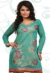 This simple and pretty kurti has beautiful embroidery patch work is done with resham and lace work. This drape material is kora silk. The entire ensemble makes an excellent wear. This is a perfect casual wear readymade kurti. Bottom shown in the image is just for photography purpose. Minimum quantity order 12pcs in each style. Slight Color variations are possible due to differing screen and photograph resolutions.