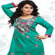 Turquoise Green Cambric Cotton Readymade Tunic
