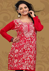 This simple and pretty kurti has beautiful embroidery patch work is done with resham work. This drape material is georgette. The entire ensemble makes an excellent wear. This is a perfect casual wear readymade kurti. Bottom shown in the image is just for photography purpose. Minimum quantity order 12pcs in each style. Slight Color variations are possible due to differing screen and photograph resolutions.