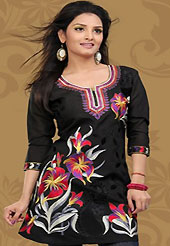 This simple and pretty kurti has beautiful embroidery patch work is done with resham work. This drape material is chanderi silk. The entire ensemble makes an excellent wear. This is a perfect casual wear readymade kurti. Bottom shown in the image is just for photography purpose. Minimum quantity order 12pcs in each style. Slight Color variations are possible due to differing screen and photograph resolutions.