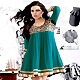 Turquoise Green Georgette Readymade Tunic